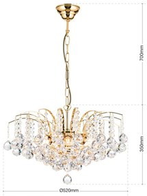Candelabru cristal Asfour design lux KRISTALL KLASSISCH 6L gold/clear