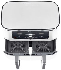 Friteuza dubla cu aer cald Ninja AF400EUWH, 2470W, 9.5 L, 6 programe, 40-240°C, Zone independente, Alb