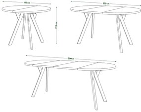 Masă extensibilă de dining ARTUR, bej/negru