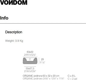 Jardiniera plante design decorativ exterior/interior Organic JARDINIERE 62x31x27cm