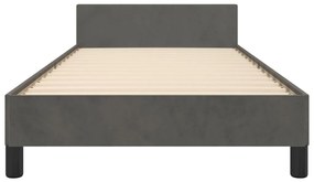 Cadru de pat cu tablie, gri inchis, 90x190 cm, catifea Morke gra, 90 x 190 cm, Design simplu