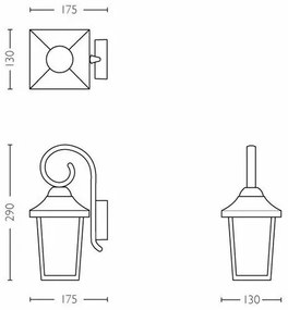 Lampă de perete de exterior Philips 17236/30/PNBuzzard 1x E27 60 W fără bec IP44, negru