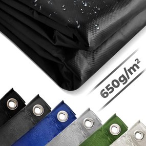 JAGO Prelata 650 g/m², ochiuri de aluminiu, negru, 3 x 6 m