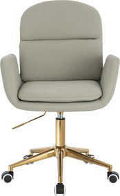 HR480K Scaun Culoarea Inului Piele Ecologica Premium Soft cu Bază Aurie