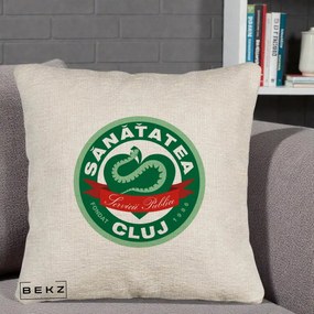 Perna Personalizata Sanatatea Cluj Servicii Publice 1986, 40x40 cm, Bej Canapea, Husa Detasabila, Perna Inclusa, BEKZ®