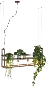 Lampă suspendată industrială maro ruginiu cu raft 4 lumini - Cage Rack