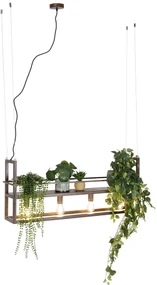 Lampă suspendată industrială maro ruginiu cu raft 4 lumini - Cage Rack