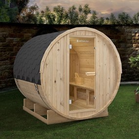 Vonkajšia sudová sauna Spitzbergen L dĺžka 190 cm priemer 190 cm (6 kW)