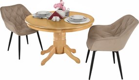 Masă de sufragerie, rotundă, stejar deschis, diametru 106 cm, TABLOS