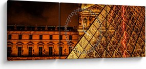 Tablou cu Louvre la Pris (cu ceas) (90x30 cm)