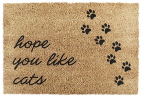 Covoraș de intrare din fibre de nucă de cocos 60x90 cm Hope You Like Cats – Artsy Doormats