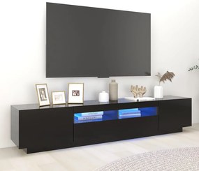 vidaXL Comodă TV cu lumini LED, negru, 200x35x40 cm