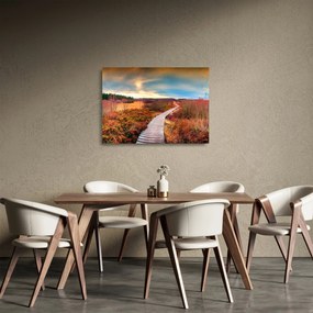 Tablou pe sticlă - Peisaj de toamnă - drum (70x50 cm)
