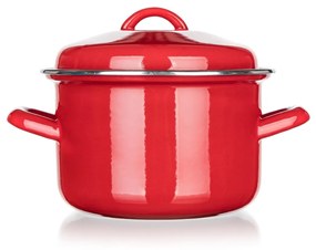 Oală emailată cu capac Banquet Milton roșu , 16cm, 2 l, 16 cm