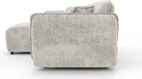 Colțar bej cu tapițerie din chenille (cu colț pe partea stângă/cu șezlong) Nelia – Ropez