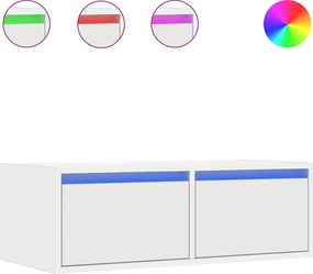 vidaXL Dulap TV cu lumini LED alb 75x35,5x25 cm