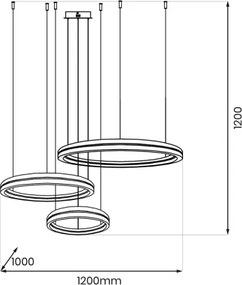Lustră LED pe cablu GRAVITY LED/108W/230V negru