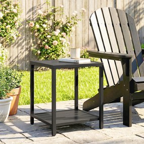 Outsunny Măsuță laterală 45 x 45 cm, rezistentă la intemperii, masă de grădină cu design cu lamele, raft, picioare reglabile, suport 30 kg | Aosom Romania