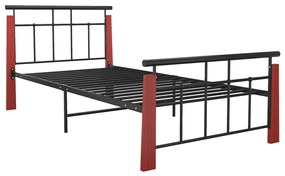 324890 vidaXL Cadru de pat, 90x200 cm, metal și lemn masiv de stejar