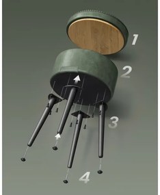 Taburet din piele CORE, verde