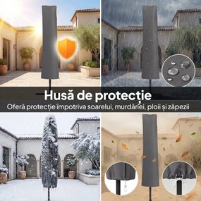 Outsunny Umbrelă cu Braț Lateral 3 m, Umbrelă Banana cu Manivelă, Culoare Bej | Aosom Romania