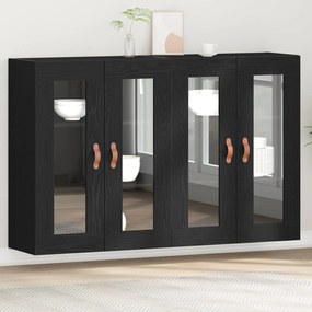 vidaXL Dulapuri montate pe perete , 2 buc, Negru Stejar, dimensiuni 69,5 x 34 x 90 cm, din lemn prelucrat.