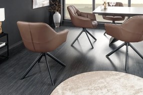 Set 2 scaune pivotante Papillon, piele maro