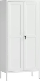 HOMCOM Dulap pentru Birou în Oțel cu 3 Rafturi Reglabile cu Serratură și 2 Chei, 80x40x175 cm, Alb | Aosom Romania