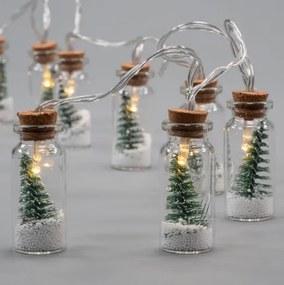 Lanț decorativ de Crăciun - 8 LED-uri, mini păhărele cu pomi
