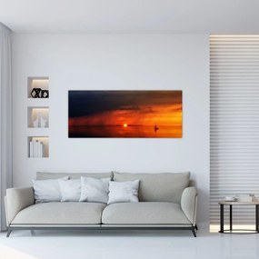 Tablou apusului de soare cu barca (120x50 cm), în 40 de alte dimensiuni noi