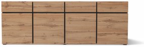 Comodă Gramon 225 cm cu sertare - stejar wotan / negru