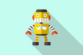 Tablou robot galben pe fundalul albastru