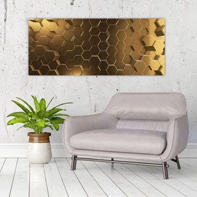 Tablou - Hexagoane verzi (120x50 cm)