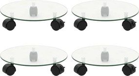 vidaXL Suport cu role de plante 4 buc. 28 cm sticlă securizată rotund