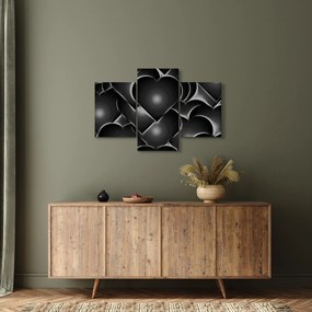 Tablou cu inimile alb - negre (90x60 cm)