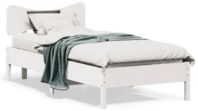 vidaXL Cadru pat fără saltea, alb, 90x190 cm, lemn masiv de pin