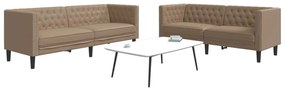 vidaXL Set canapele Chesterfield cu 2 locuri, cappuccino, piele eco.