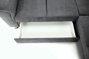 Colţar extensibil, material textil gri, model stânga, SANTIAGO