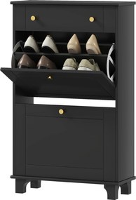 HOMCOM Dulap pentru pantofi îngust cu sertare cu uși basculante și raft reglabil, 60 x 23,5 x 98,5 cm, negru | Aosom Romania