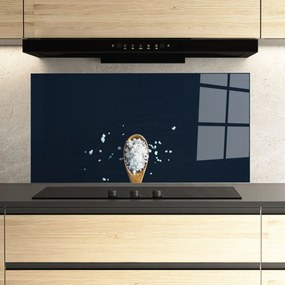 Panou Sticla Bucatarie, 60x150cm, Protectie aragaz, Antistropi, Termorezistent, Alimente, Condimente, Salt On Black
