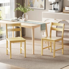 HOMCOM Set de 2 scaune de sufragerie din bambus, scaune de bucătărie fără brațe cu șezut cu lamele, lemn natural | Aosom Romania