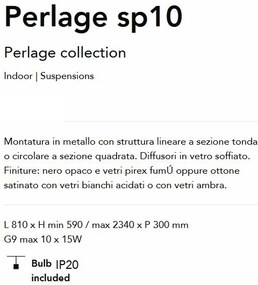 Lustra suspendata design modern Perlage sp10 alama/amber