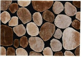 Covor PEBBLE TYP 2, 80x150 cm, forma dreptunghiulara, maro/negru, poli
