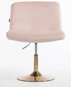 HR150N Scaun Roz Pudra din Catifea cu Bază Aurie