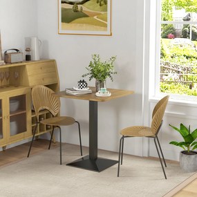 HOMCOM Masă de dining Masă pătrată de bucătărie pentru 2 persoane Masă de sufragerie cu aspect de lemn Bază din oțel 70 x 70 x 75 cm Maro închis | Aosom Romania