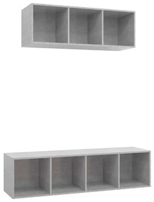vidaXL Set de dulapuri TV, 2 piese, gri beton, lemn prelucrat