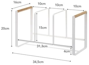 Suport farfurii cu detalii din lemn de fag YAMAZAKI Tosca, alb