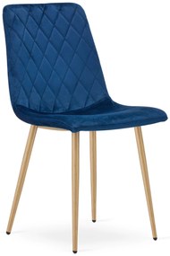 Scaun Bucatarie/Dining Clay Albastru Catifea  Picioare Metalice Finisaj Lemn