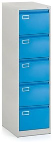 Dosar metalic A4 - 5 sertare, 45,5 x 62 x 162,5 cm, incuietoare cilindrica, albastru - ral 5012