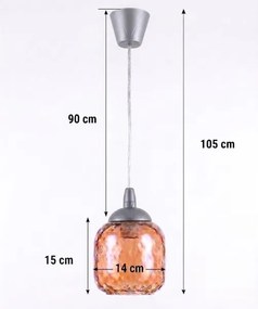 Brilagi - Lustră LED suspendată pe cablu GLASS 1xE27/60W/230V Ø 14 cm argintiu/maro fumuriu